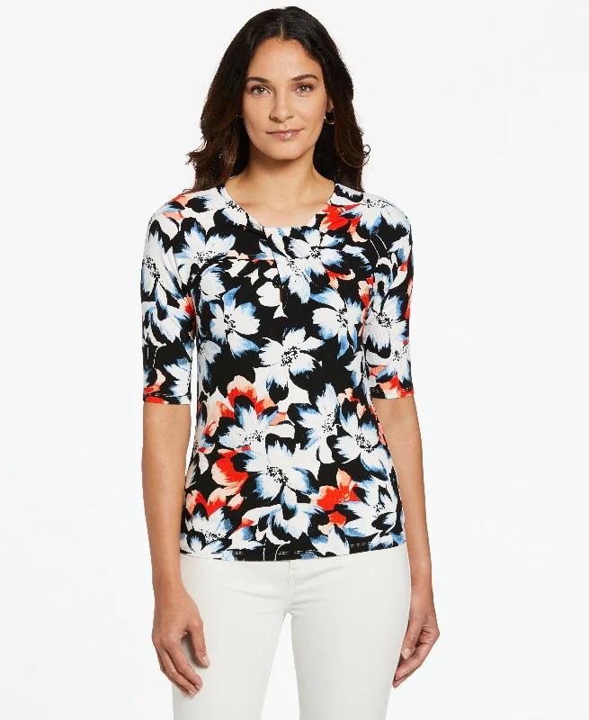 Petite Floral Elbow Sleeve Top