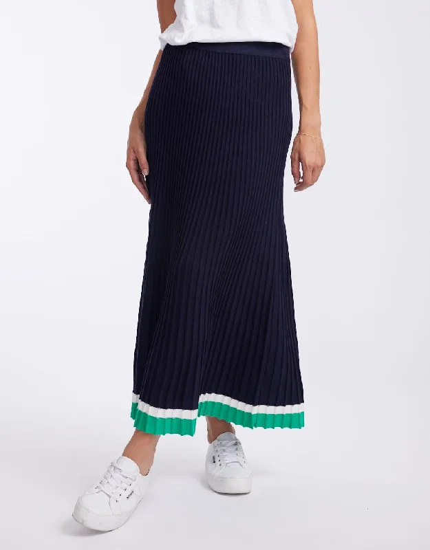 Giselle Rib Skirt - Navy/Green/White