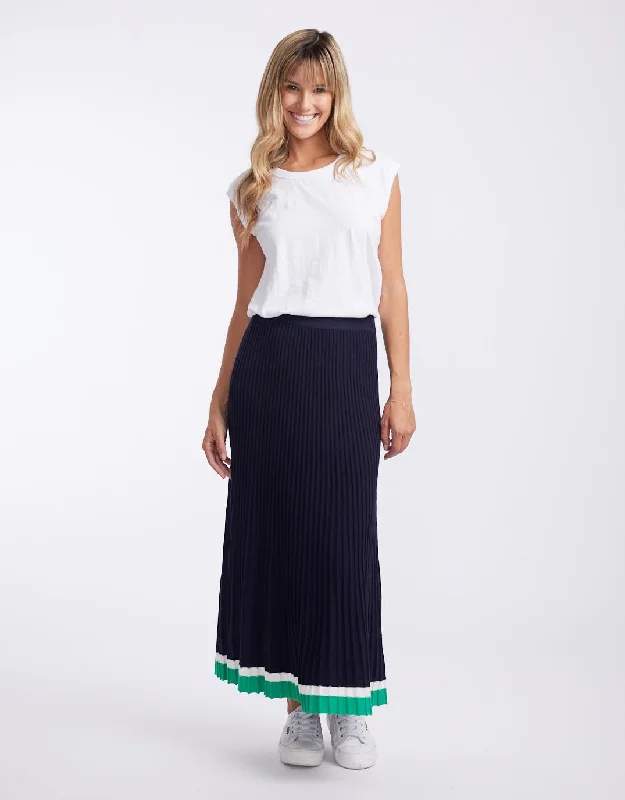 Giselle Rib Skirt - Navy/Green/White