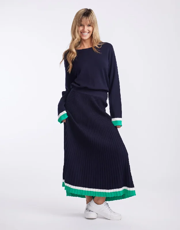 Giselle Rib Skirt - Navy/Green/White