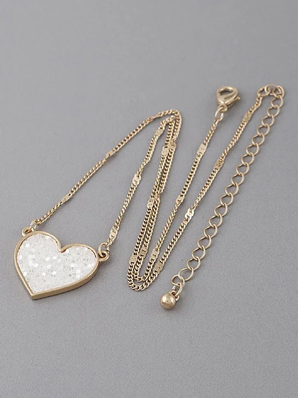 Glitter Heart Pendant Necklace