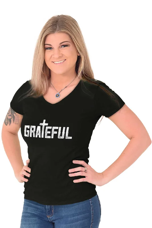 Grateful Junior Fit V-Neck T-Shirt