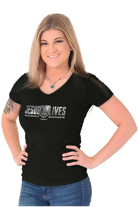 Jesus Lives Junior Fit V-Neck T-Shirt