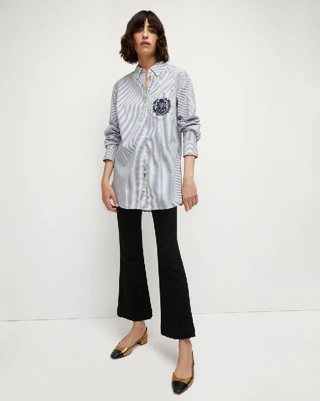 Lloyd Striped Button-Down Top | Logo Crest