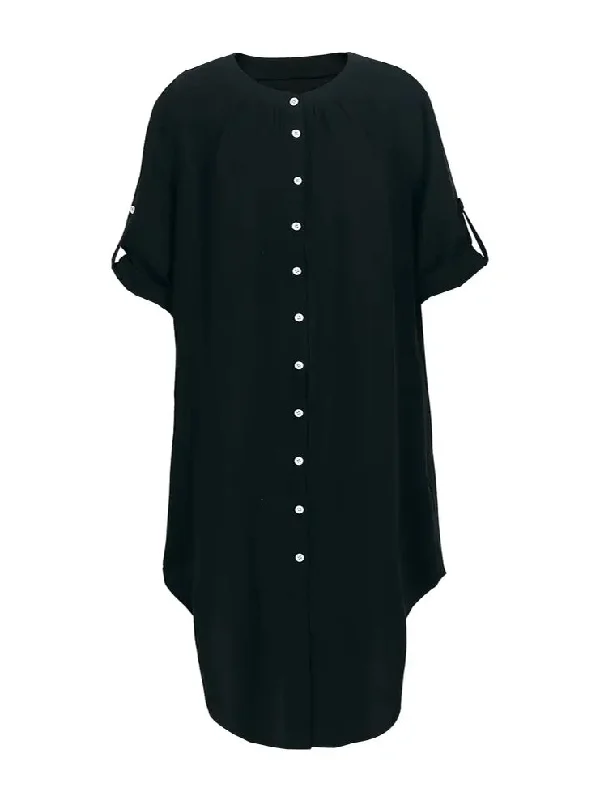 Loni Plus Size Shirt Dress in Black