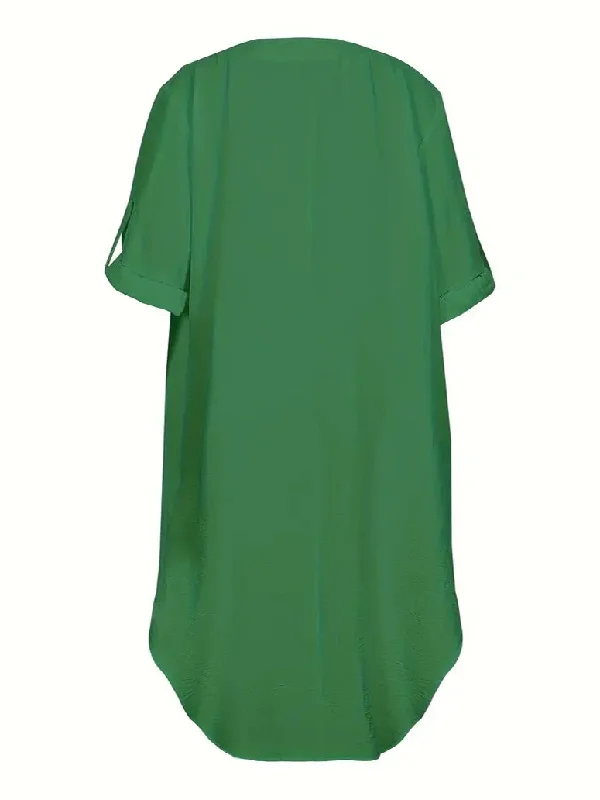 Loni Plus Size Shirt Dress in Kelly Green