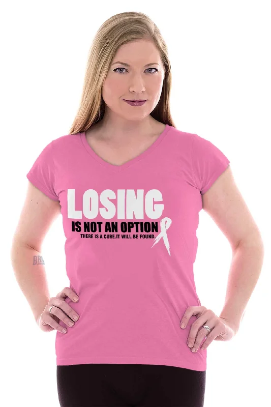 Breast Cancer Awareness Junior Fit V-Neck T Shirt