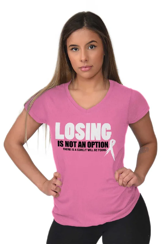 Breast Cancer Awareness Junior Fit V-Neck T Shirt