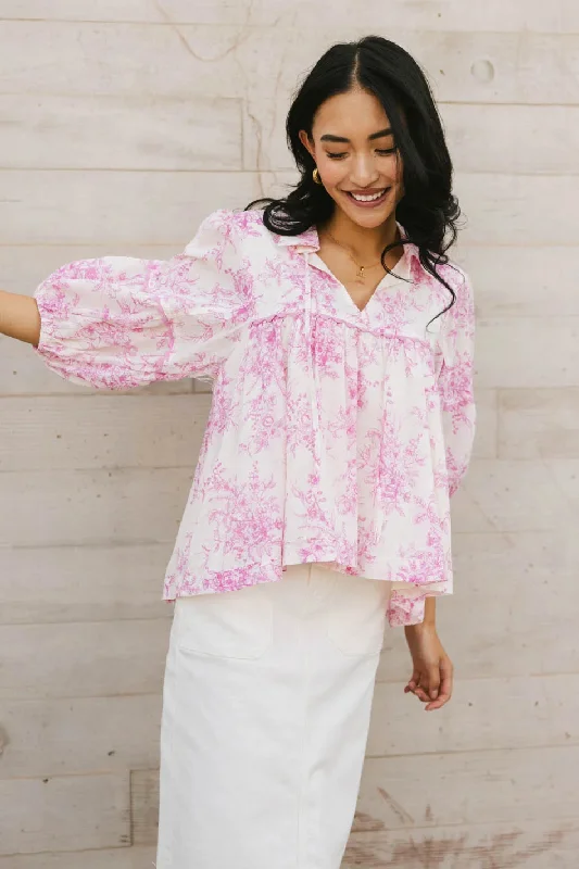 Madison Floral Blouse in Pink