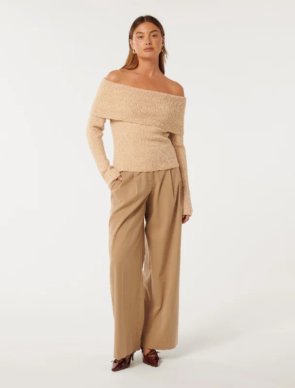 Mariah Boucle Bardot Sweater