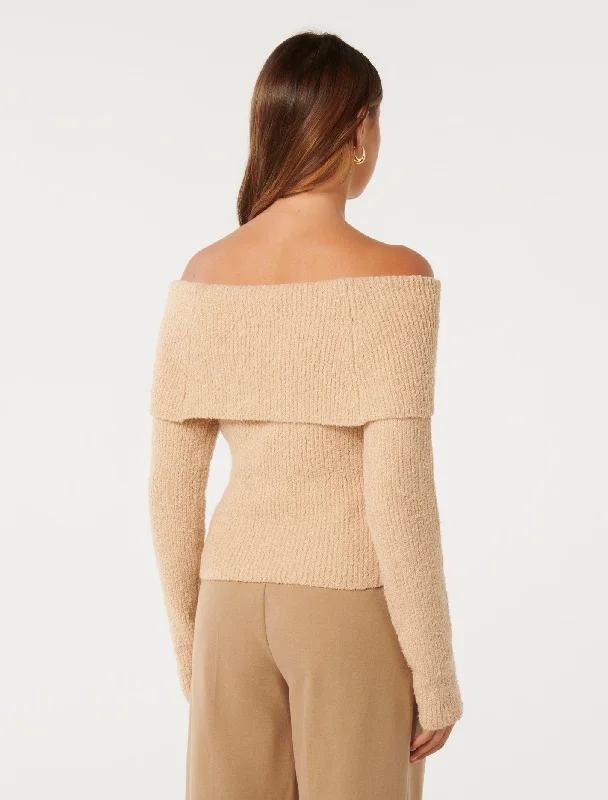 Mariah Boucle Bardot Sweater