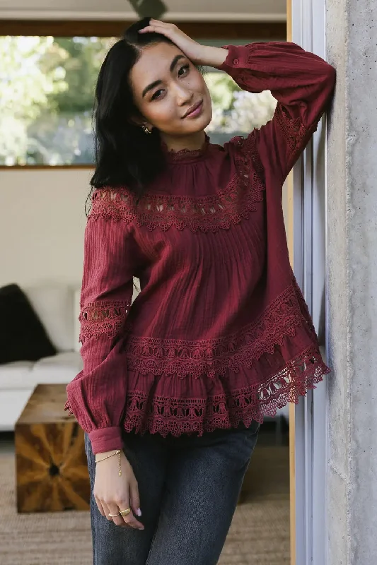 Marlowe Lace Top in Brick - FINAL SALE