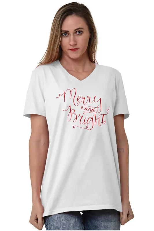 Merry And Bright V-Neck T-Shirt