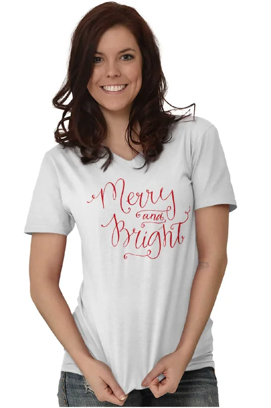 Merry And Bright V-Neck T-Shirt