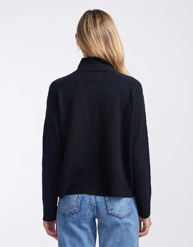 Montreal Mock Neck Knit Jumper - Black/White