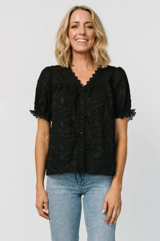 Pauline Embossed Top | Black