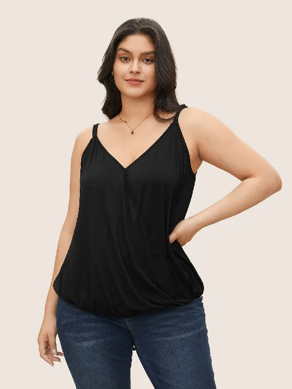 Plain Surplice Neck Sleeveless Cami Top