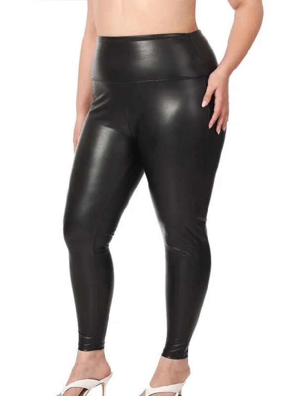 Louise Plus Size High Rise Faux Leather Leggings