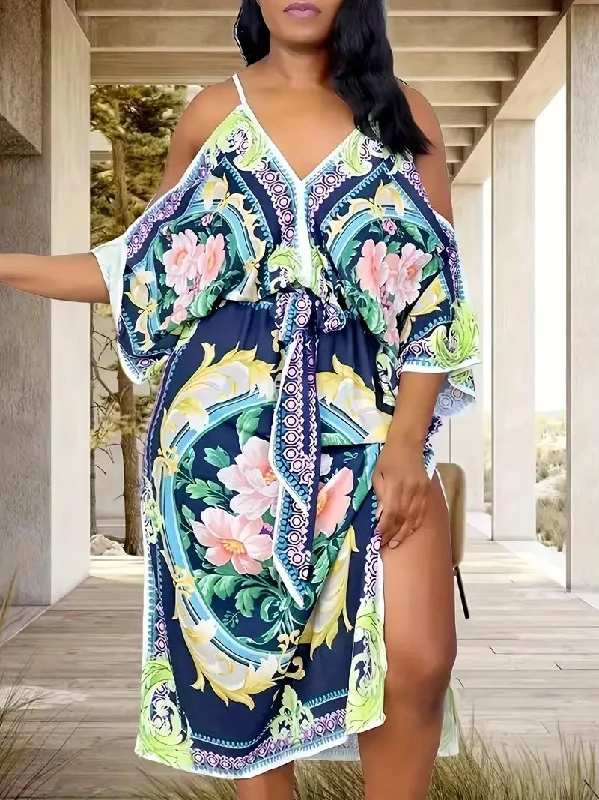 Serena Plus Size Open Shoulder Dress