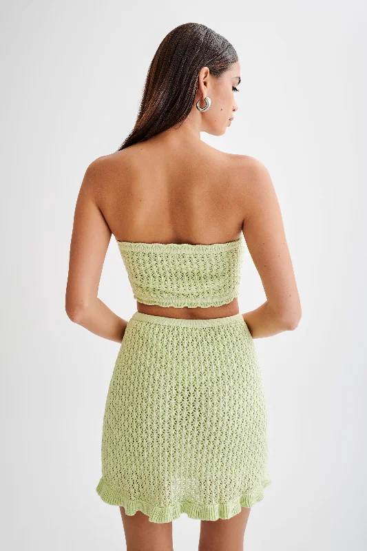 Serina A-Line Knit Mini Skirt - Seafoam Green