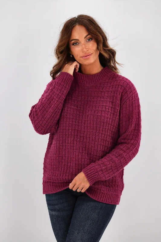 Shine On Label Sarah Polo Neck Chunky Knit Jumper Orchid