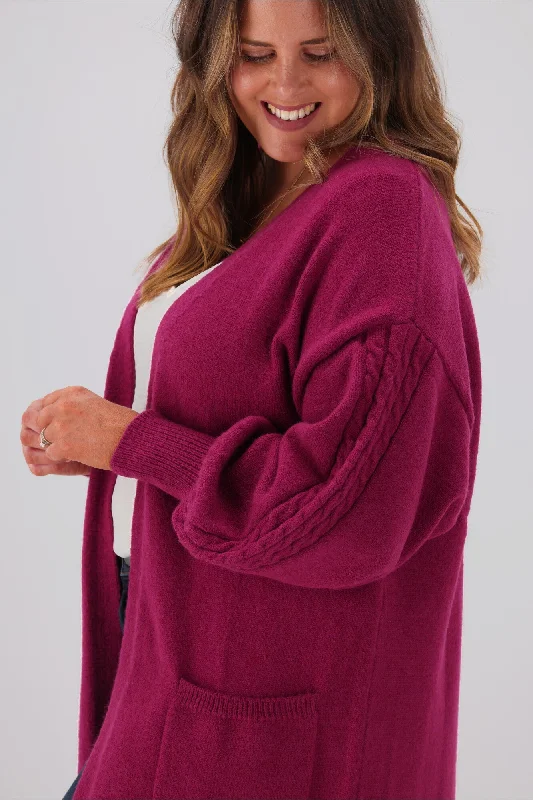 Shine On Label Wyatt Cable Knit Cardigan Orchid