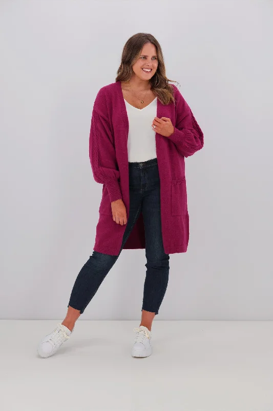 Shine On Label Wyatt Cable Knit Cardigan Orchid