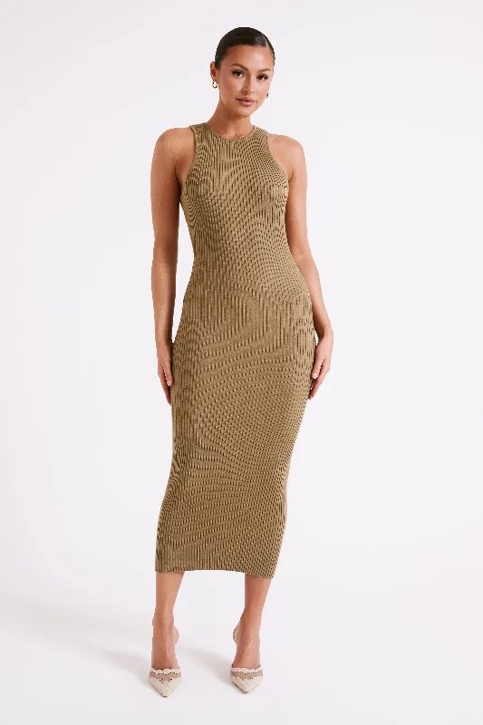 Sienna Knit Midi Dress - Olive