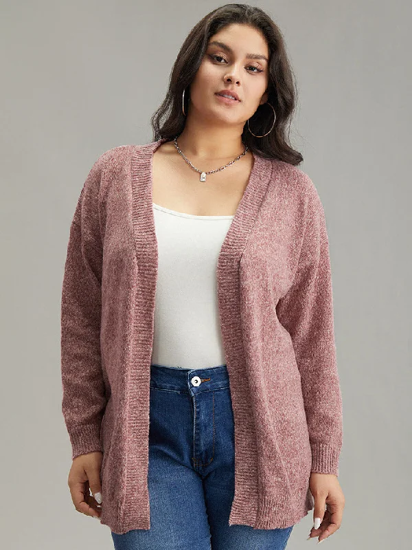 Solid Heather Elastic Cuffs Cardigan