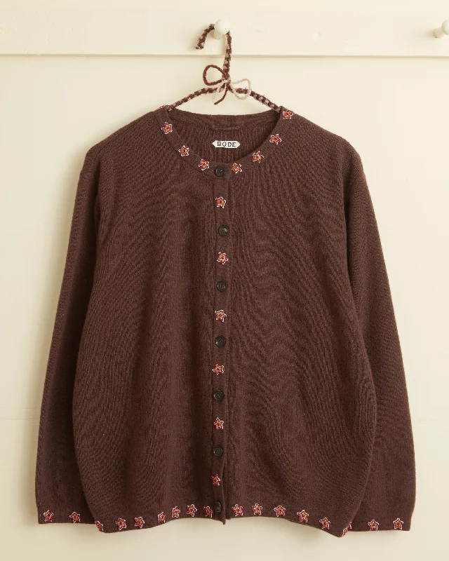 Starflower Beaded Cardigan - Brown