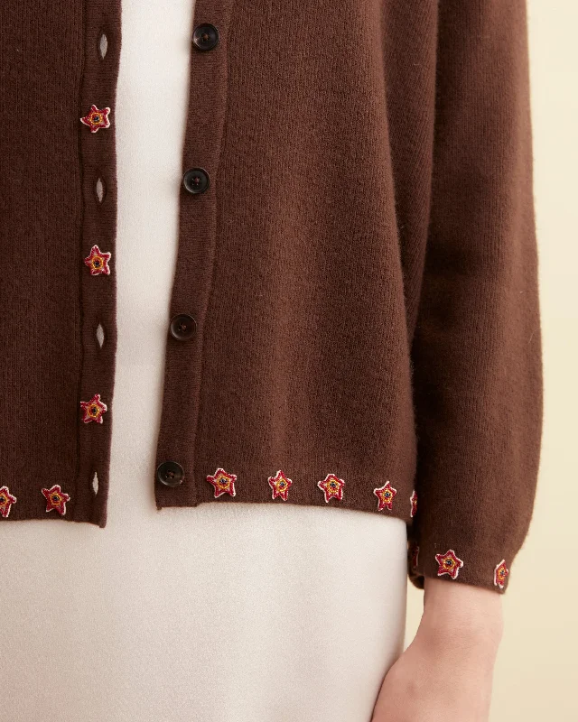 Starflower Beaded Cardigan - Brown