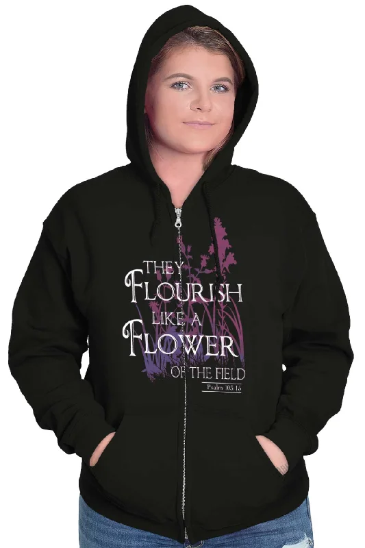 They Flourish Like A Flower Zip Hoodie