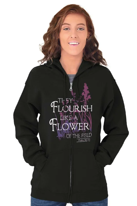 They Flourish Like A Flower Zip Hoodie