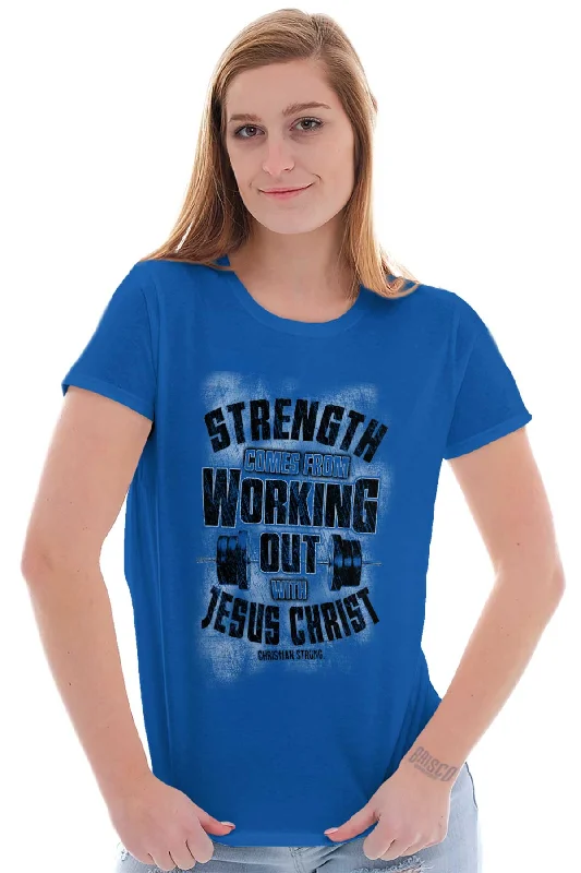 Work Out With Christ Ladies T Shirt