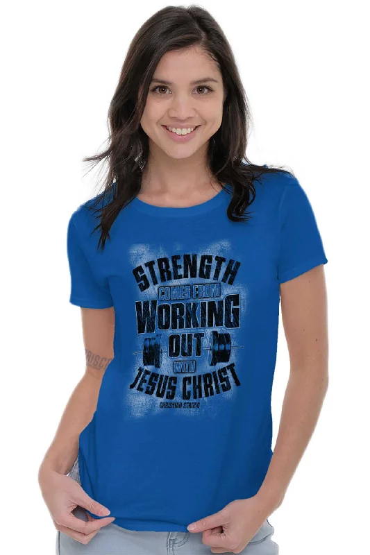 Work Out With Christ Ladies T Shirt