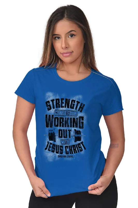 Work Out With Christ Ladies T Shirt