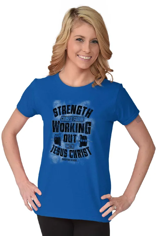 Work Out With Christ Ladies T Shirt