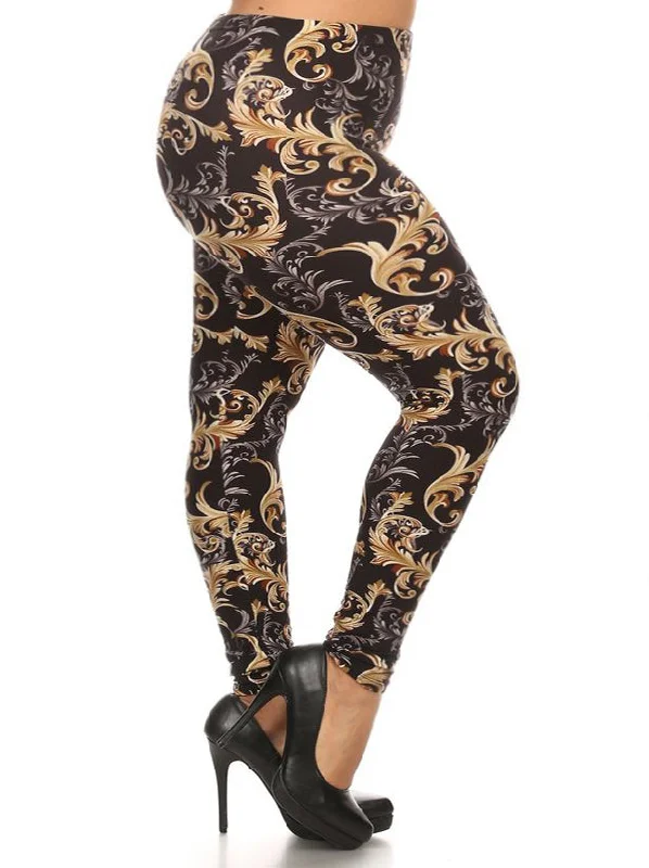 Zeema Microfiber Plus Size Legging in Versace Print