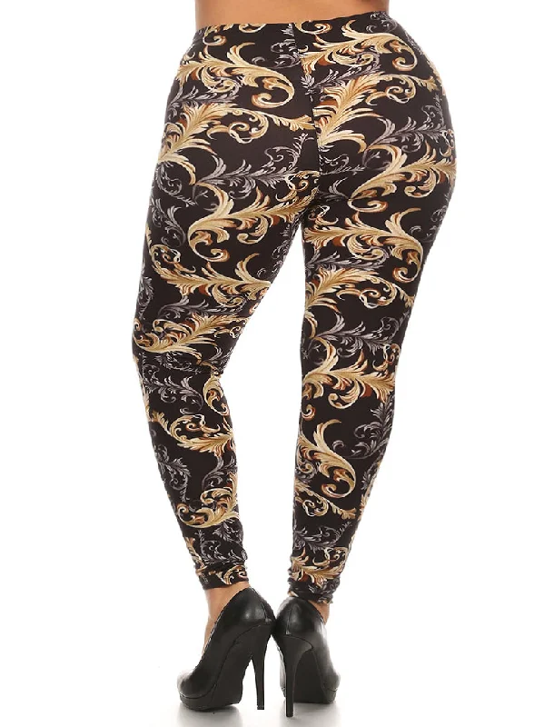 Zeema Microfiber Plus Size Legging in Versace Print